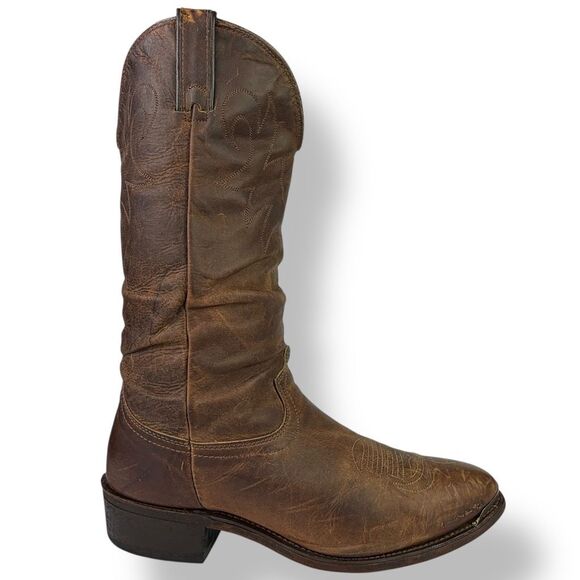 Durango Western Cowboy Boots Crumpled Distressed Soft Brown Leather Men’s 11 D - Picture 3 of 11